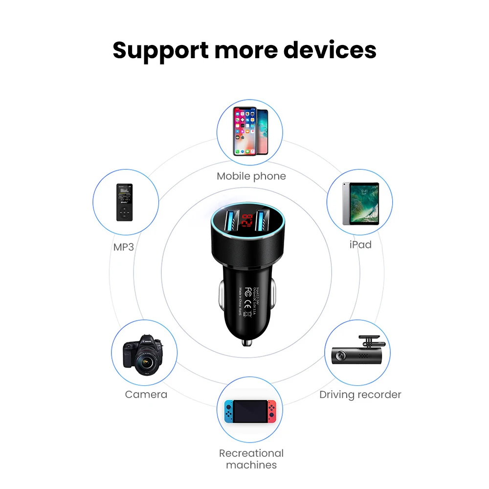 AOSHIKE 5 В 3 А двойной QC 0 быстрое USB Автомобильное зарядное устройство для iPhone X 8 samsung