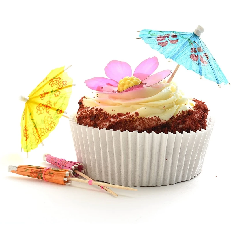 

144Pcs Color Flower Paper Small Umbrella Sign Fruit Sign Cocktail Sign Bar Supplies Fruit Plate Drink Decoration