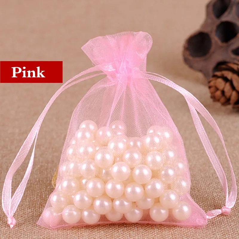 pink 100 шт/50 шт сумки из органзы 7x9 9x12 10x15 см свадебные украшения мешочки из органзы подарочные пакеты в ювелирной упаковке и дисплее - Цвет: pink