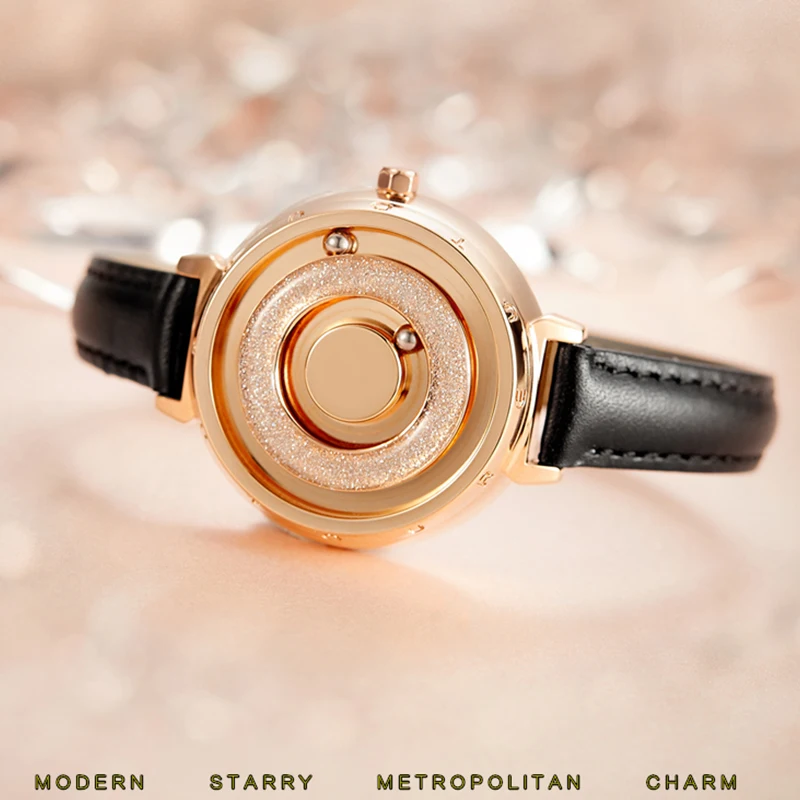 

Creative Magnetic Watch Women Elegant Bracelet Leather Stainless Steel Ladies Dress Wristwatch Minimalist Quartz Reloj de Mujer