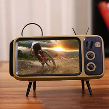 Mini Speaker Retro TV Mobile Phone Screen Stand Wireless Portable Audio Speakers Home Office Desktop Phone Holder Organizer