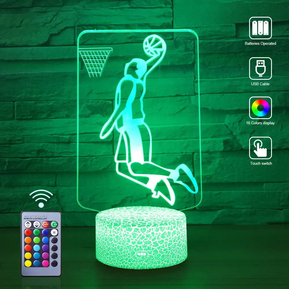 Светодиодный ночник 3D для любителей спорта дистанционное ночное освещение