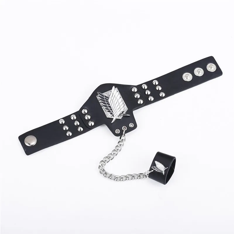 Аниме атака на титановый браслет для мужчин металлический корпус обзора логотип