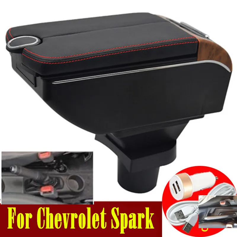 Для Chevrolet Spark подлокотник коробка двойные двери открыть 7USB центр консоль для