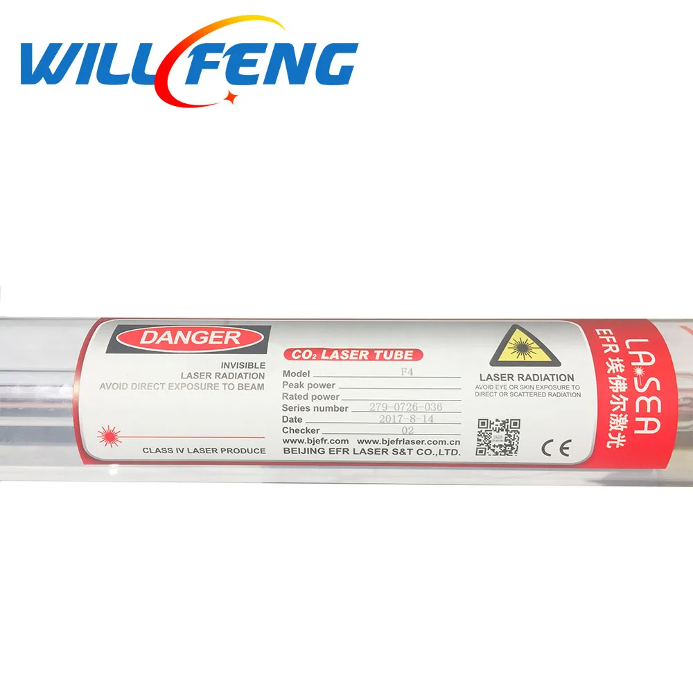 Will Feng 100 Вт EFR F4 Co2 длина лазерной трубки 1450 мм диаметр 80 мм для лазерной резки гравировальный станок 6000 часов стеклянная труба
