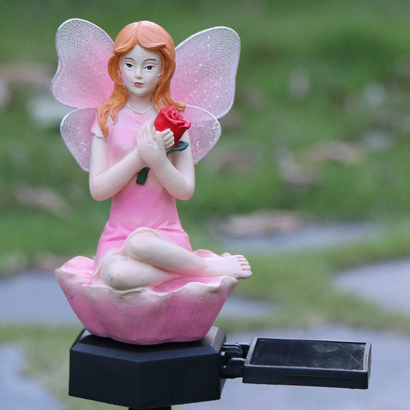 

Солнечный светильник на открытом воздухе в виде цветочной Феи садовый светильник на открытом воздухе Водонепроницаемый Сад Двор парк путь ...