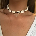 Женское богемное ожерелье из натуральной ракушки, Черная веревка, ракушка, ошейник из ракушек, Пляжное летнее ожерелье в стиле бохо, ювелирные изделия, подарки 2022