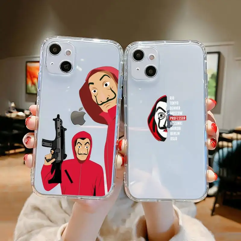 

Money Heist Phone Case Clear Transparent for iPhone 11 12 13 mini pro XS MAX 8 7 6 6S Plus X 5S SE XR 2020