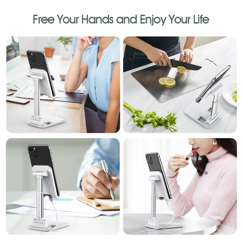 

Phone Stand for iPhone 11 Xiaomi Samsung Foldable Metal Desktop Tablet Phone Holder Universal Table Cell Phone Holder
