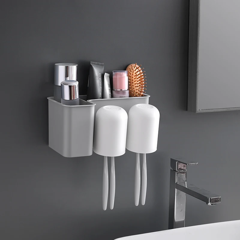 

Plastic Toothbrush Holder Wall Mount Comb Organizer Toothbrush Holder Cup Bathroom Porte Brosse A Dent Home Supplies DE50YSJ