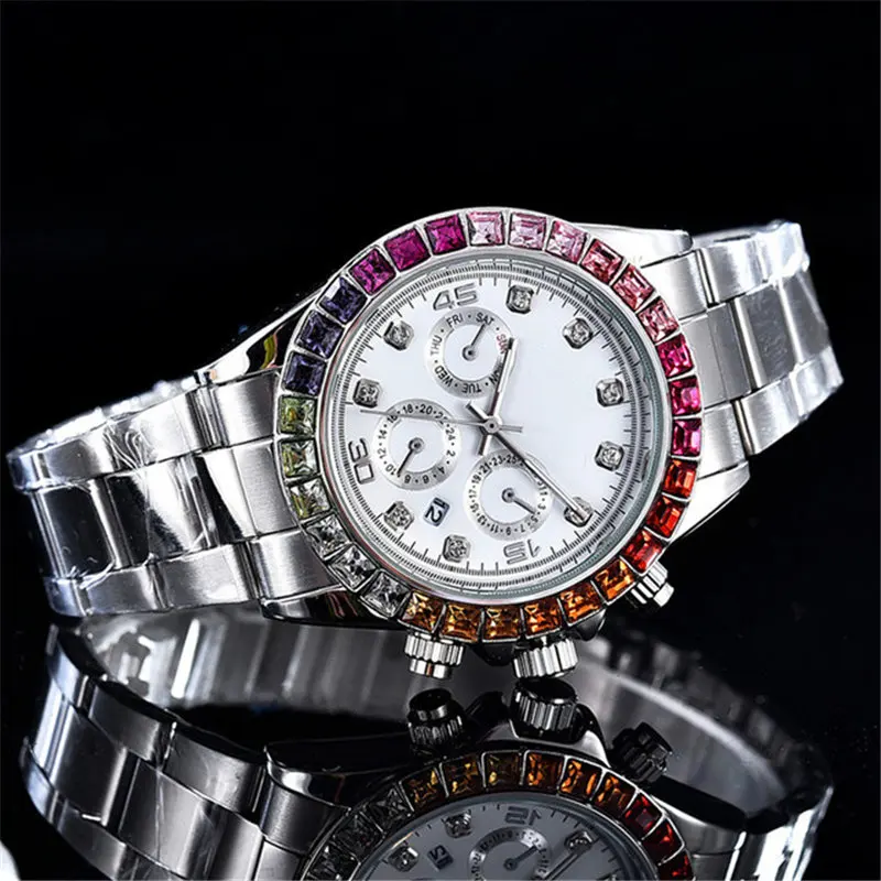 

montre homme New brand luxury mens watches tag quartz movement full diamond watch women black wristwatch clock gift reloj mujer