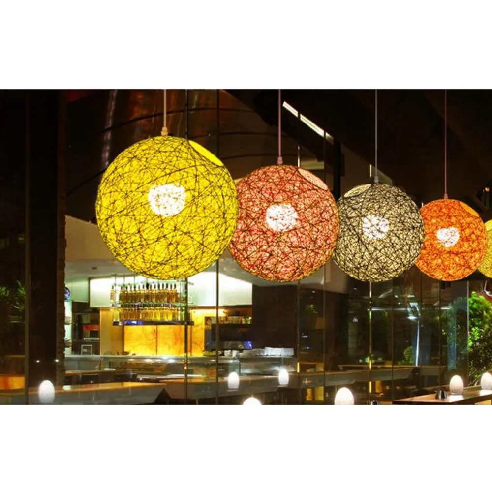 Ротанговый шар E27 подвесные светильники скандинавские для гостиной фойе кофейни