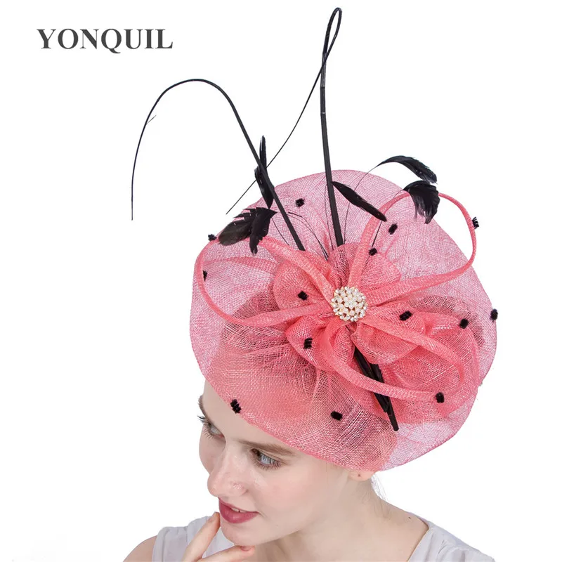 

Nice Sinamay Wedding Headpiece Women Elegant Wedding Fascinator Hats Hair Accessories Headband Ladies Church Cocktail Headwear