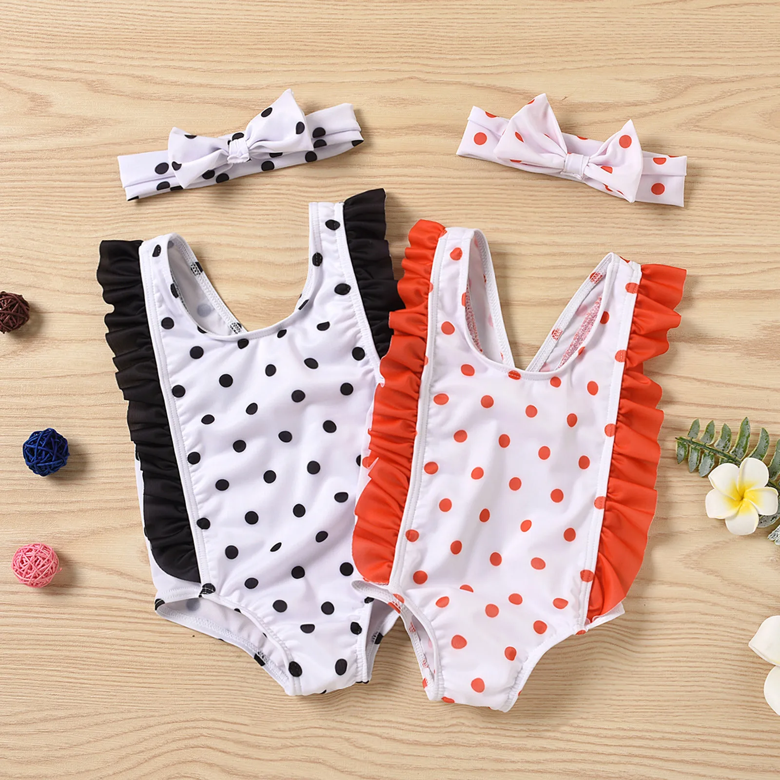 

2021 New Toddler Kids Baby Girls Polka Dot Bikini One-piece Swimwear Swimsuit Beachwear Vogue Children's Swimsuit Ropa Bebe