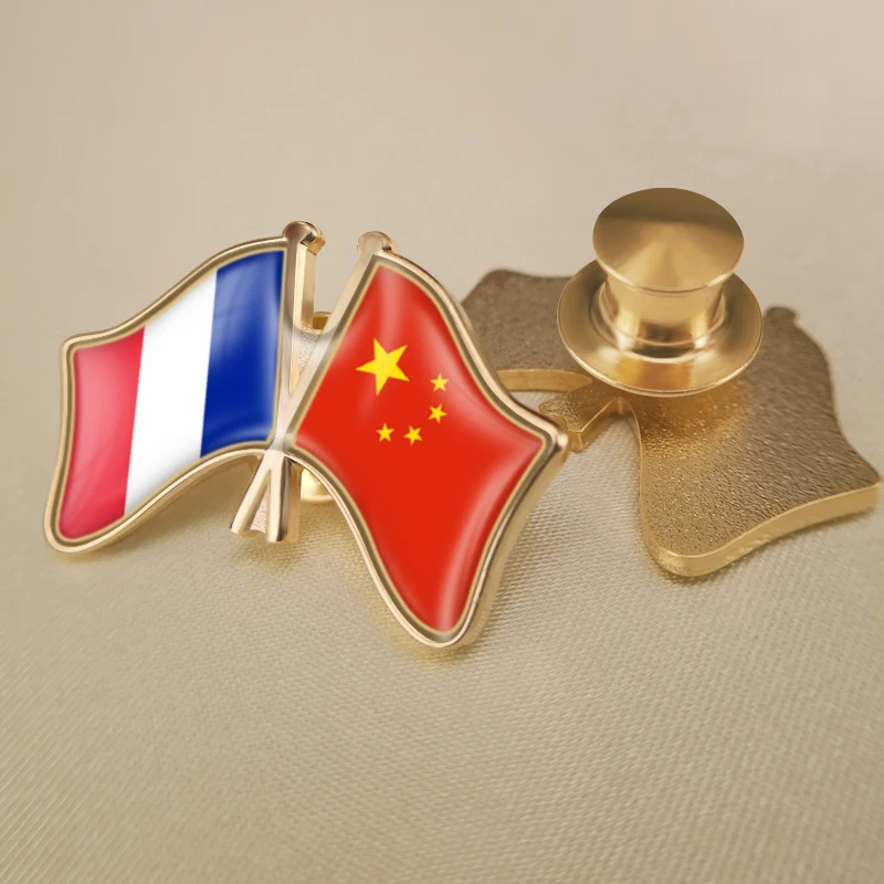 Франция и Китай перекрестные двойной флаг дружбы значков на булавке брошь значки