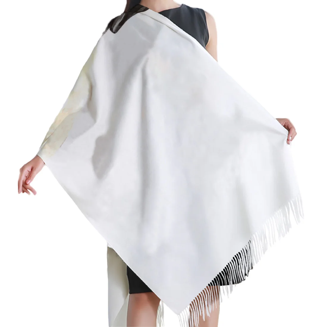 Женский кашемировый пляжный шарф Тонкая Шаль из пашмины с рисунком мопса хиджаб