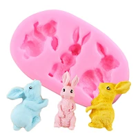 1pcs cute easter bunny silicone rabbit cake mould baking tool for diy wedding party festival mold decor