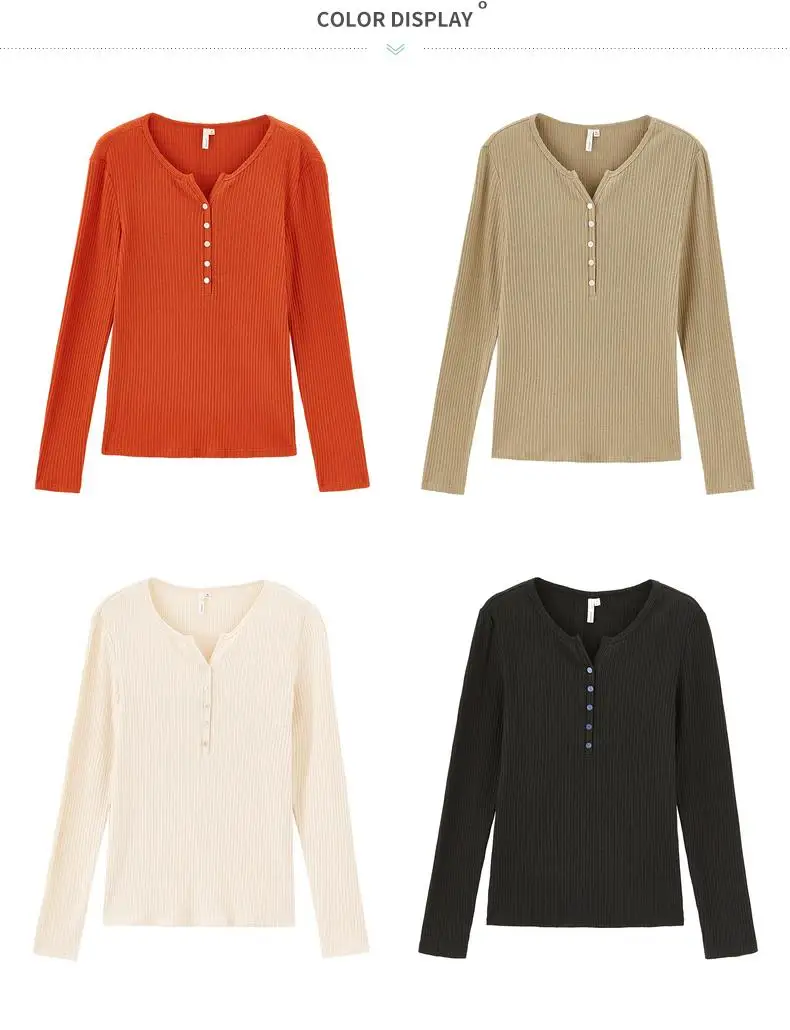 

2020 Autumn New Arrival Female T-shirt for Women's V-neck Basic Ladies Cotton Long Sleeve T shirt hot sale dropshipping