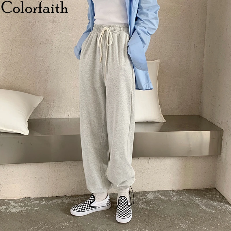 

Colorfaith New 2022 Wide Leg High Waist Sweatpants Capris Jogging Baggy Spring Summer Women's Pants Ankle-Length Trousers P107