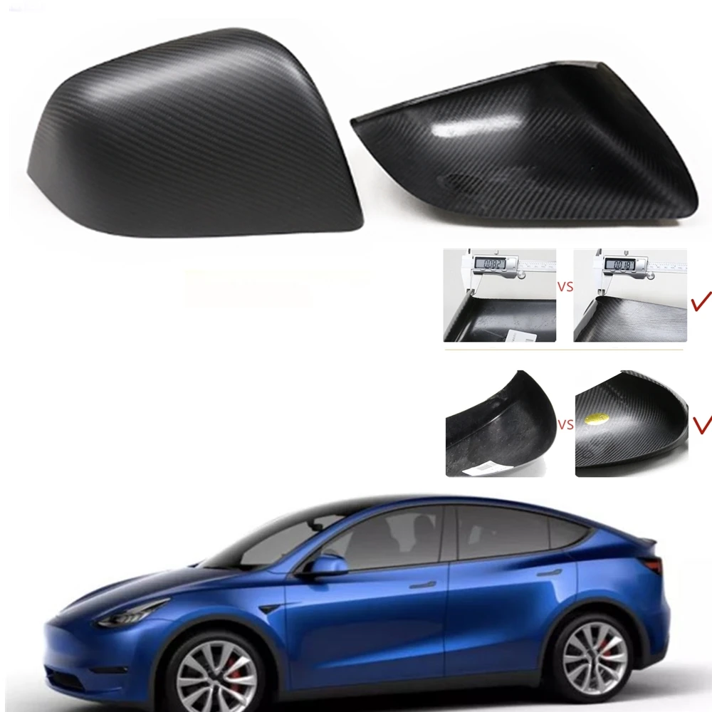 Чехол из натурального сухого углеродного волокна для Tesla Model Y 2020-2021 LHD матовый
