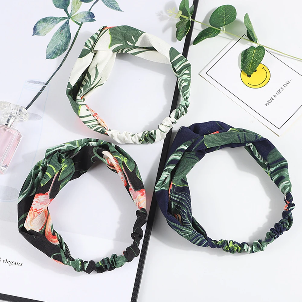 Женский винтажный тюрбан эластичная повязка на голову с тропическими растениями