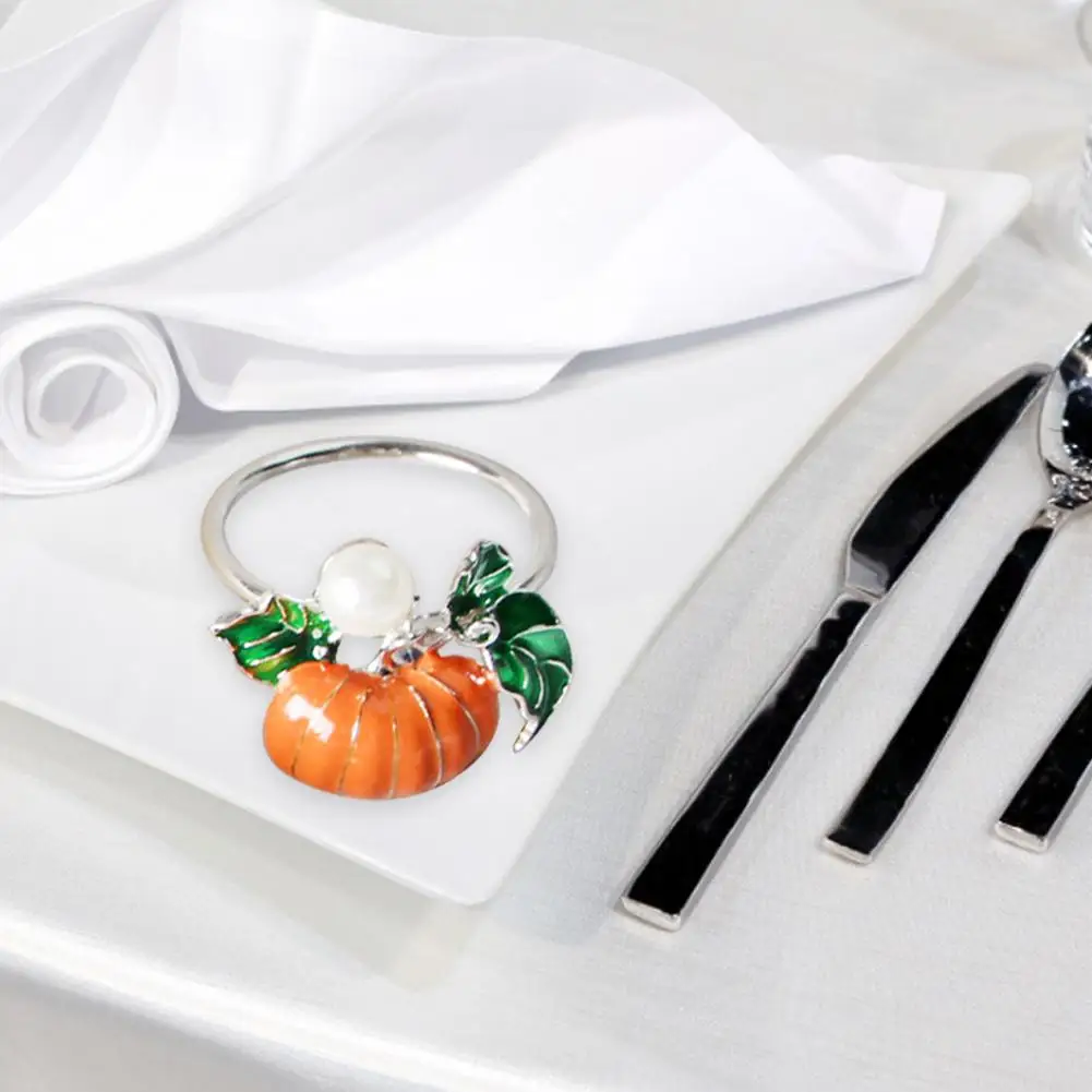 

Fashion Wedding Halloween Party Table Decoration Pumpkin Napkin Ring Model Room Set Up Harvest Theme Pumpkin Napkin Button