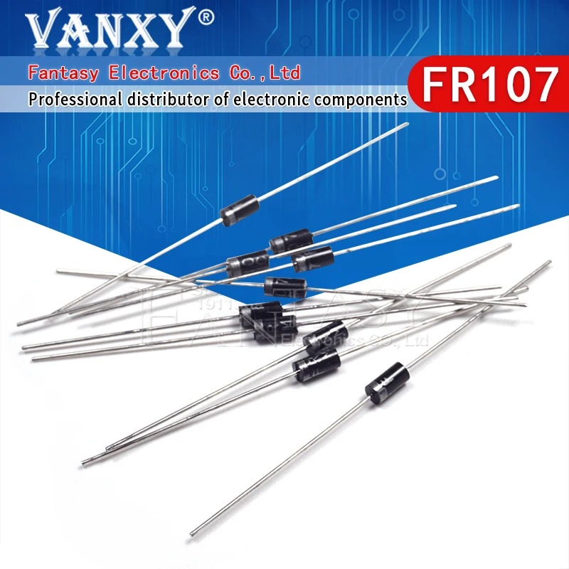 100 шт выпрямительный диод FR107 1A 1000V DO 41 fr107|diodes fr107|rectifier diode1a diode |