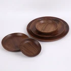 Тарелка из массива ореха, круглая деревянная тарелка для десерта из черного ореха, фруктов, торта, деревянная тарелка для стейка, тарелка для сыра