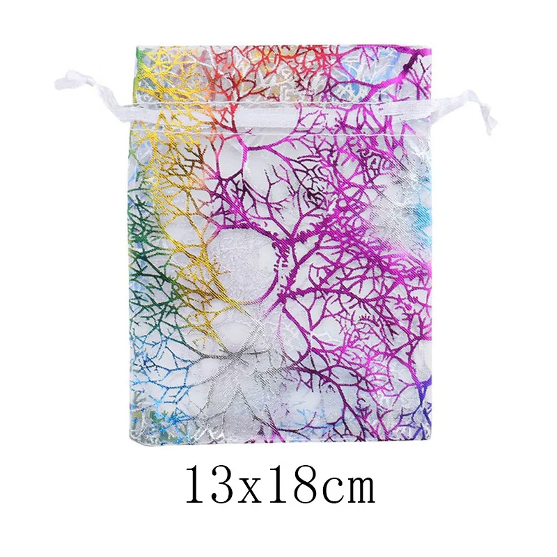 13x18cm white coral 100 шт 7x9 9x12 коралловые бронзовые сумки из органзы Белые и красочные упаковочные сумки для ювелирных изделий свадебные подарочные сумки - Цвет: 13x18cm white coral