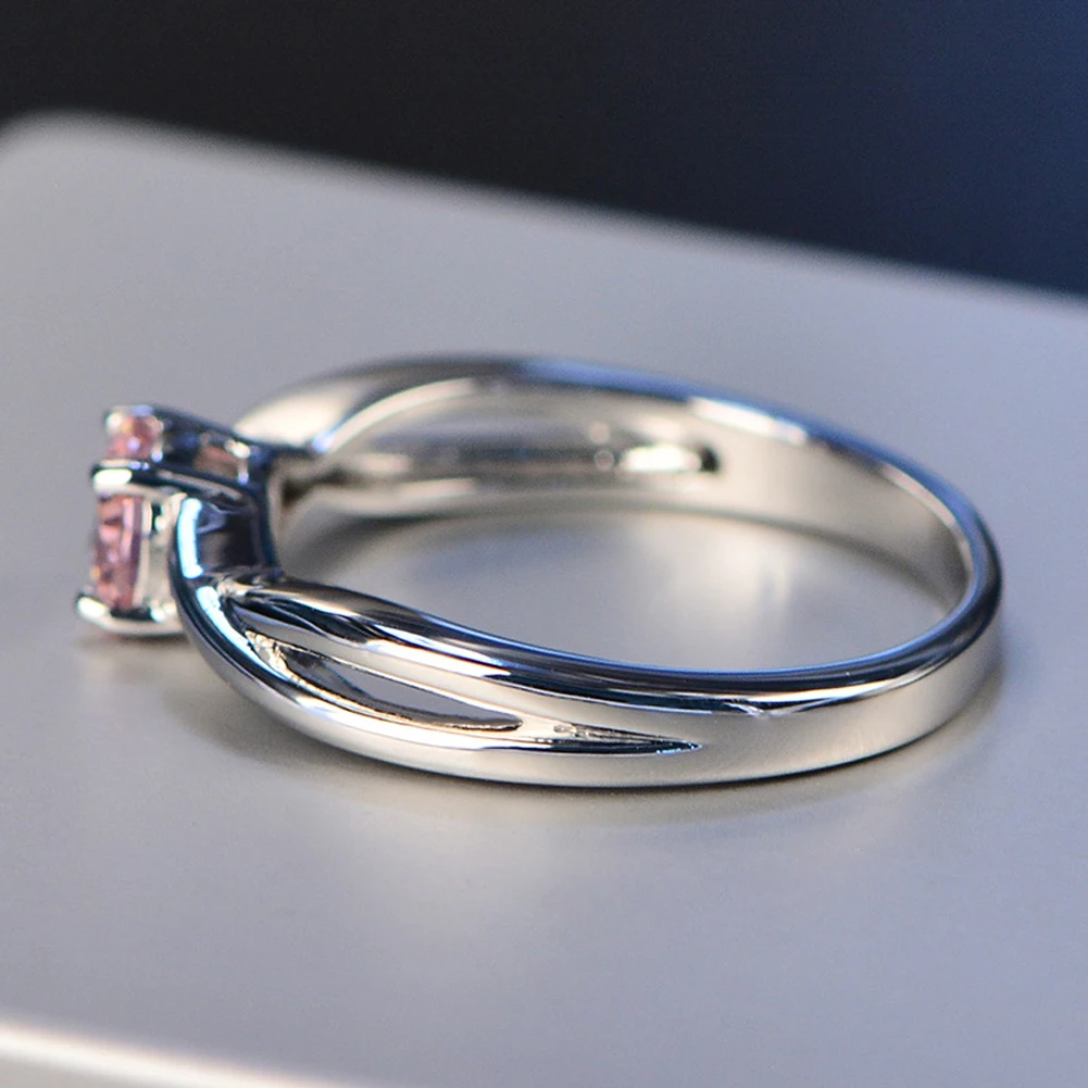 

Luxury Female Small Round Ring Silver Color Engagement Ring Crystal Wedding Rings For Women Fashion Colorful Hot Gift Sweet