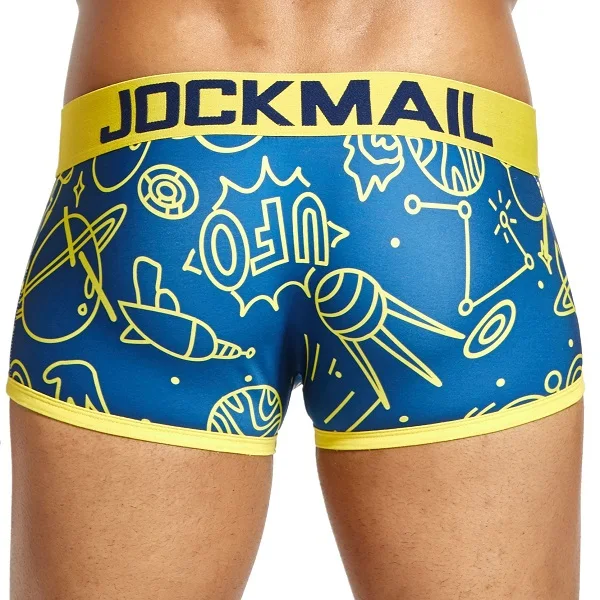JM428-Blue JOCKMAIL, сексуальное мужское нижнее белье, боксеры, игривый принт, гей нижнее белье, calzoncillos hombre, мужские трусы, Cueca, боксеры, мужские трусы - Цвет: JM428-Blue