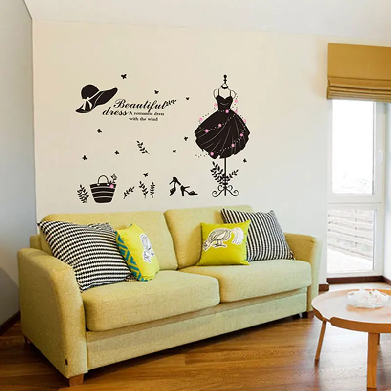 Стикер на стену DIY гардероб леди платье дизайн ремесло спальня обои домашний