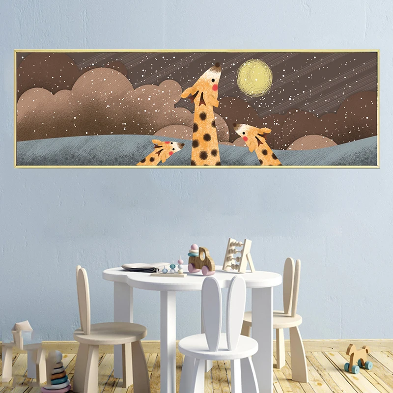 Настенная Картина на холсте с изображением леса лисы оленя грибов скандинавские