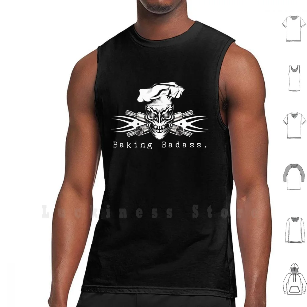 

Baker Skull And Crossed Rolling Pins : Baking Badass 1 Tank Tops Vest 100% Cotton Baker Skull Baking Skull Skull