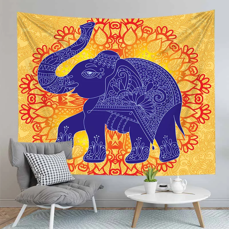 

4 Sizes Psychedelic Tribal Elephant Tapestry Wall Hanging Hippie Decor Beach Mat Boho Bedspread For Bedroom