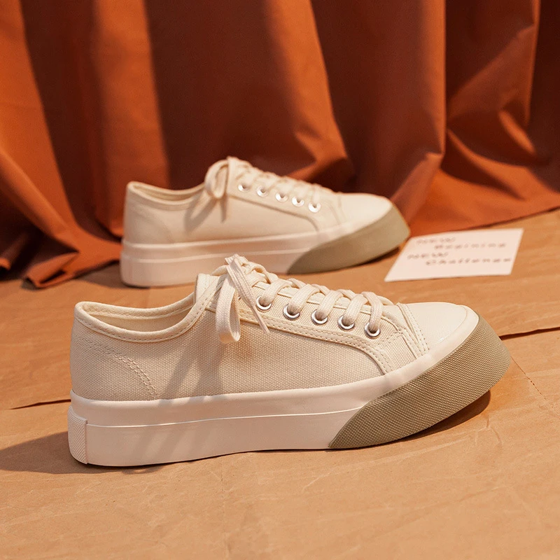 

Женские парусиновые туфли, дышащие белые кроссовки на плоской подошве, повседневная весенняя обувь