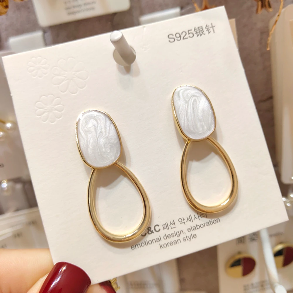 Корейские серьги для женщин Простые Ювелирные изделия эмаль геометрические