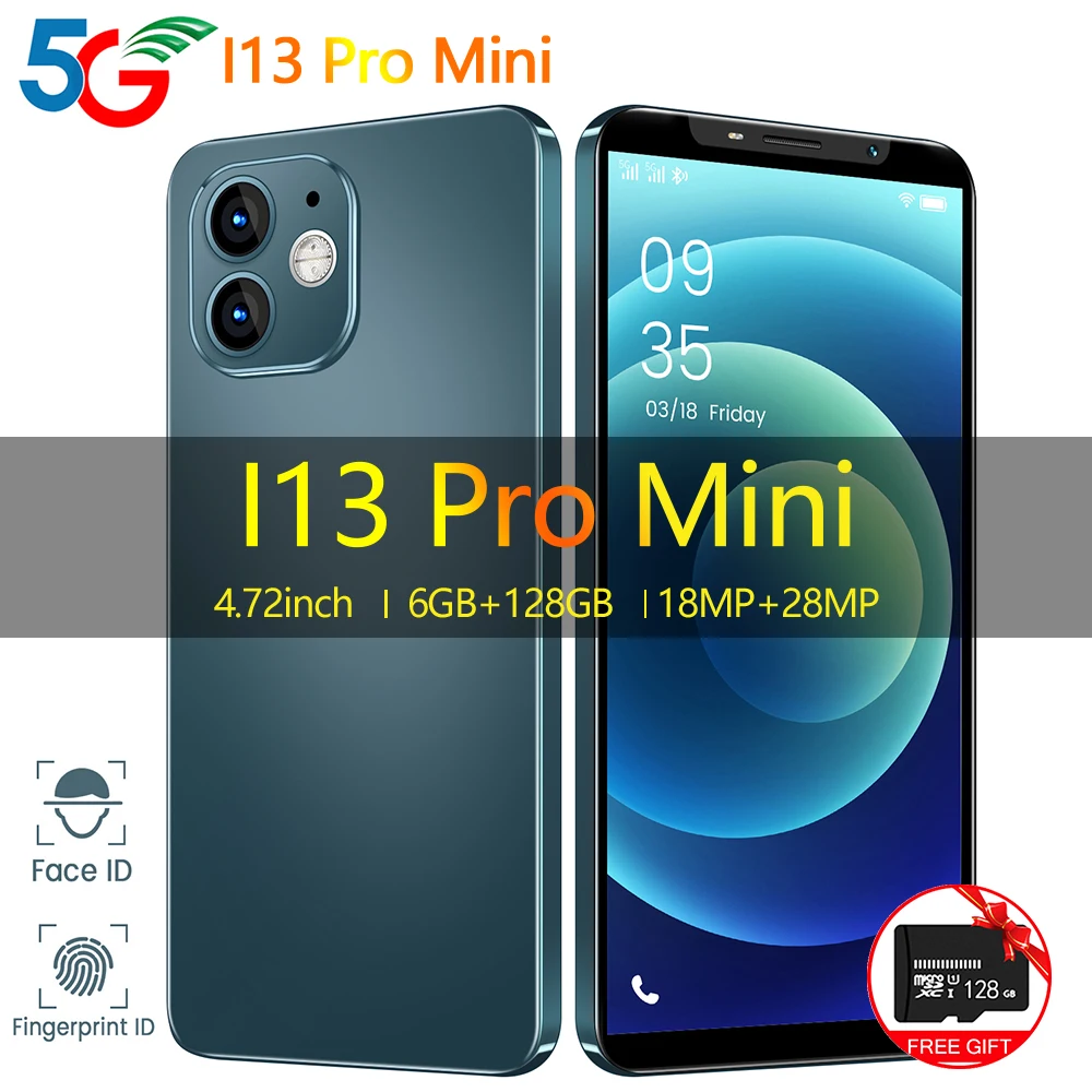 

Phone I13 Pro Mini 4.72Inch Smartphone 8G+512G 4300mAh Android HD Screen Phone Face ID Global Version 5G Mobilephone