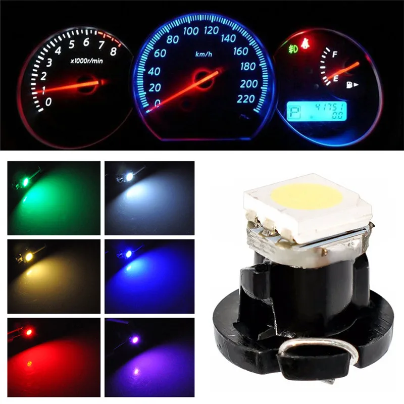 New 10Pcs Car Instrument Light T3 T4.2 1210 3528 T4.7 5050 1 SMD LED DC12V Auto Dashboard Dash Lamp Cluster Bulbs 6 Color#294302