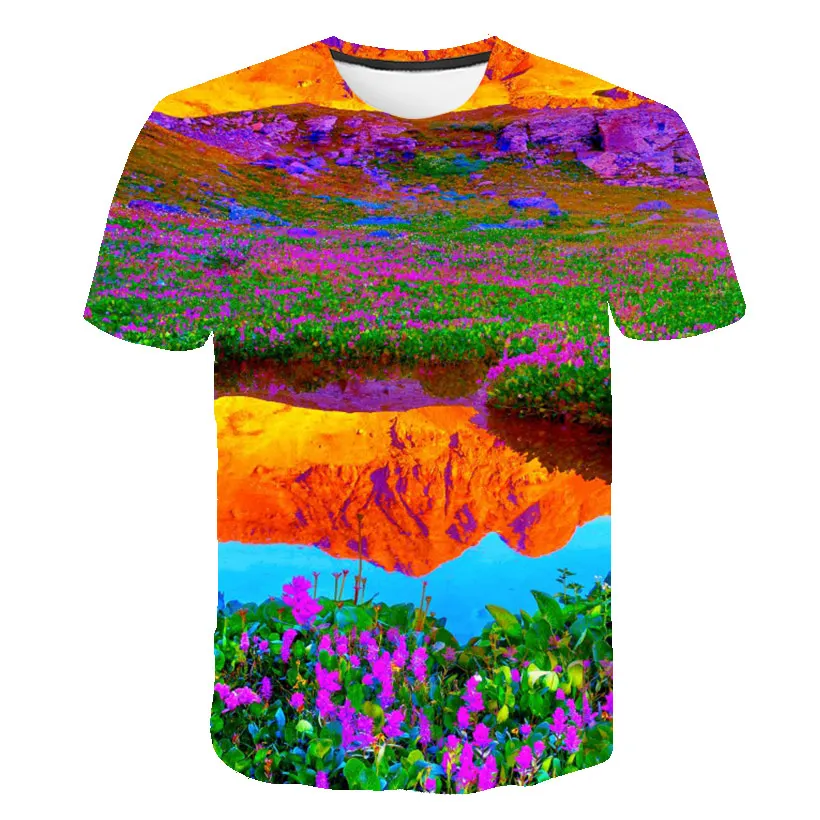 

2021 New 3D Flower Graphic T-shirt For Girls Summer Clothes Short Sleeve Tees Children Fashion Casual Printed t-shirt Tops 4-14T