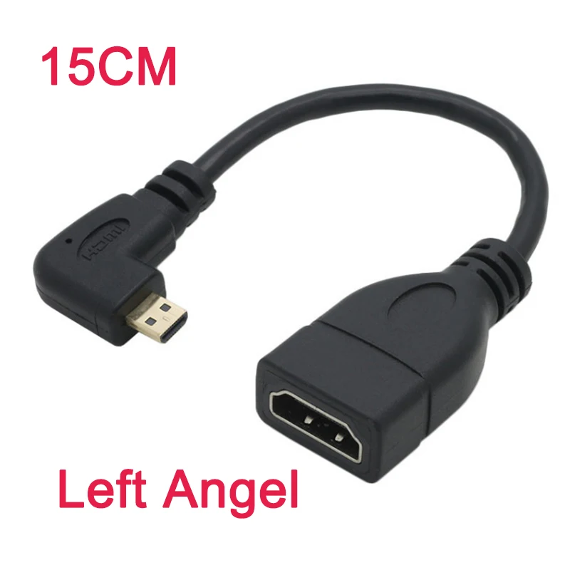 Адаптер Micro HDMI с левым углом 90 градусов короткий кабель HD TV 1080P для проектора DVD игр