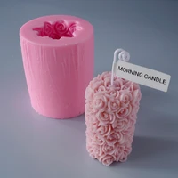 newest 3d rose style column scented candle silicone flowers soap plaster making molds for home decorations art craft tools
