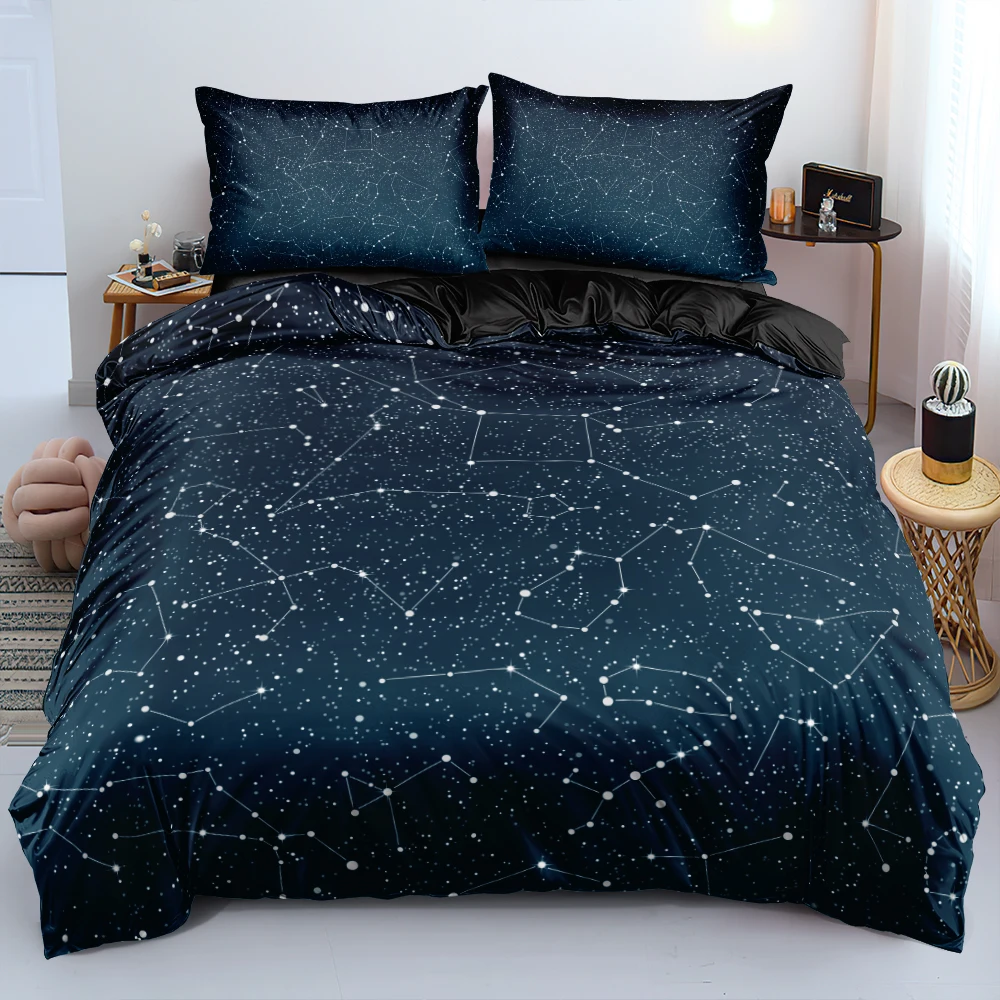 

High Quality Nebula Bed Set Soft Bedclothes With Smooth Pillowcases Single Double Queen King Sizes Microfiber Bed Linen For Home