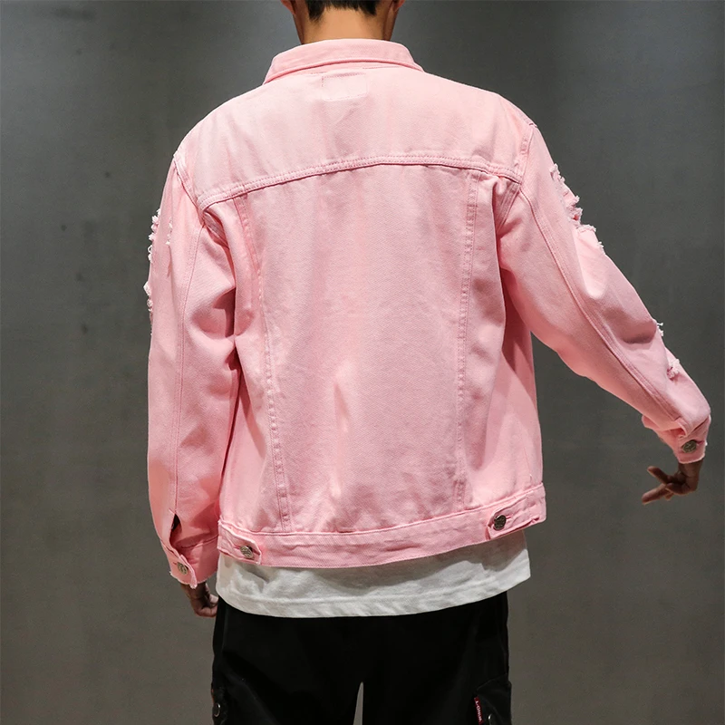 Джинсовая куртка для мужчин и женщин стильная рваная однотонная из денима стиль