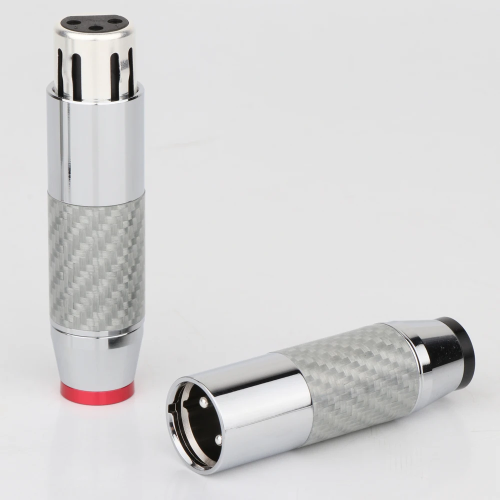 4 шт. Yter из углеродного волокна с серебряным покрытием Соединительный Штепсель XLR