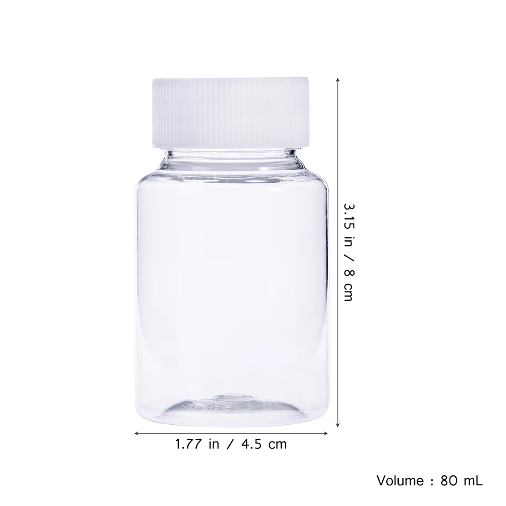

20pcs 80ml Plastic Transparent Refillable Bottle Sample Container Jar Travel Portable Empty Small Bottles Container
