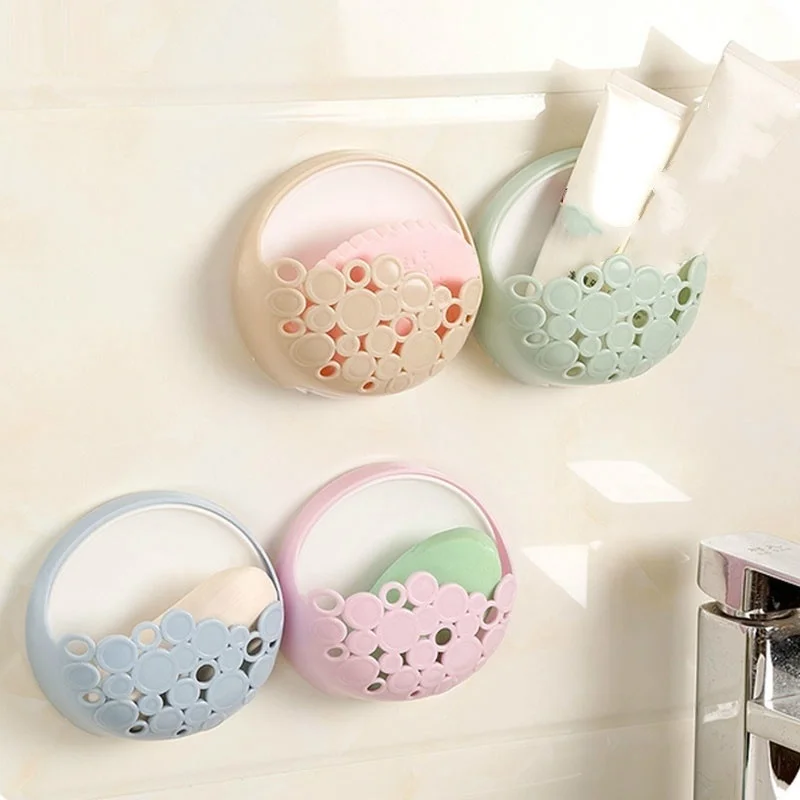 

Multi-functional Sponge Wall Suction Drain Rack Kitchen Sink Bathroom Shelf Useful Sucker Soap Sponge Holder Storage