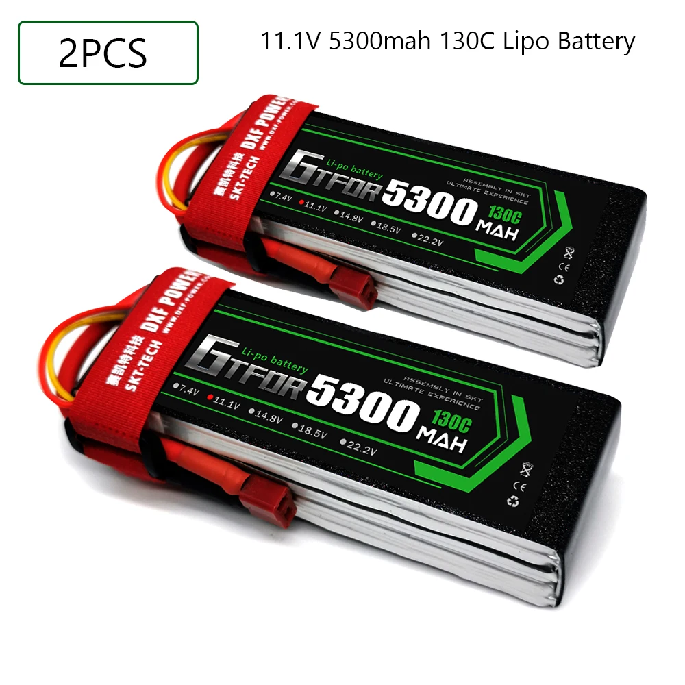 

GTFDR 3S 11.1V 5300mah 130C-260C Lipo Battery 3S XT60 T Deans XT90 EC5 50C For Racing FPV Drone Airplanes Off-Road Car Boats
