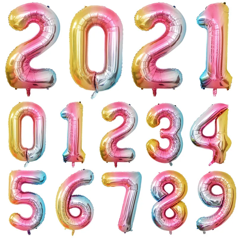 

1Pc Gradient Color 40inch Foil Number Balloons Birthday Party Decoration Baby Shower Celebration Supplies Digital Air Balloons