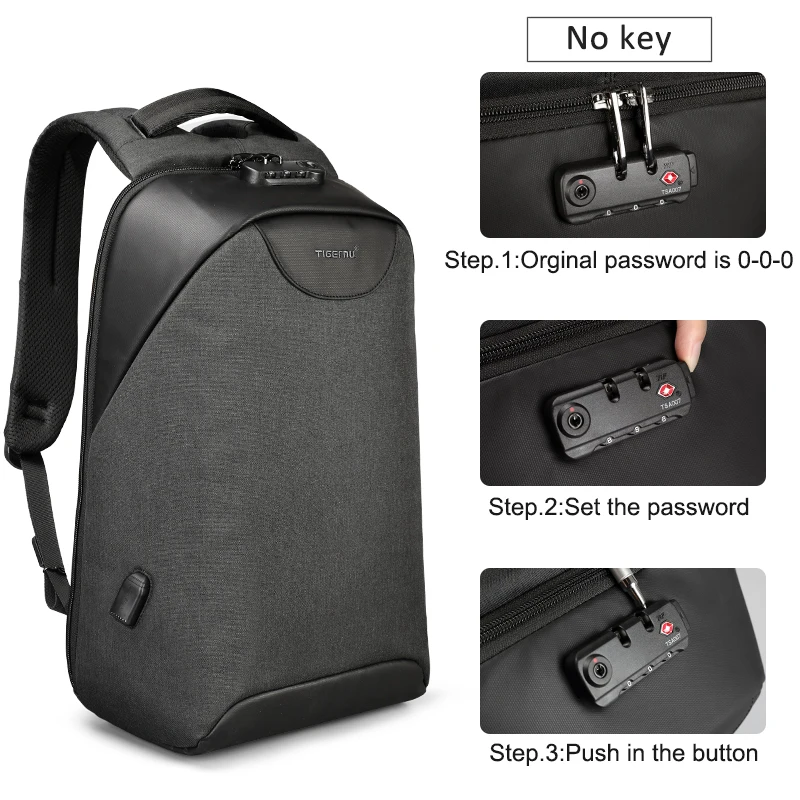 Модные мужские рюкзаки без ключа с замком TSA, 15,6 дюймов, usb зарядка, для ноутбука, мужской рюкзак Mochila, 18л, школьный рюкзак для мальчиков